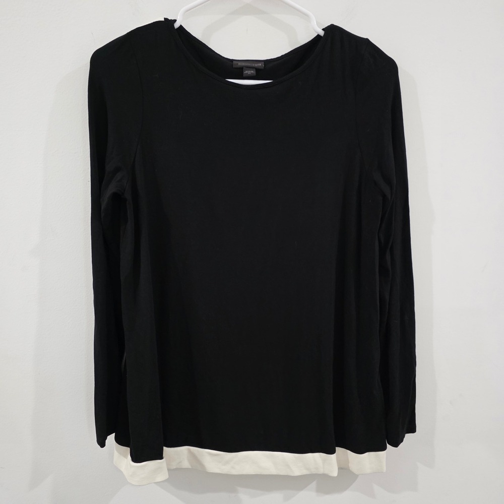 J Jill Womens Wearever Collection Top Size XS Black Contrast Old Money